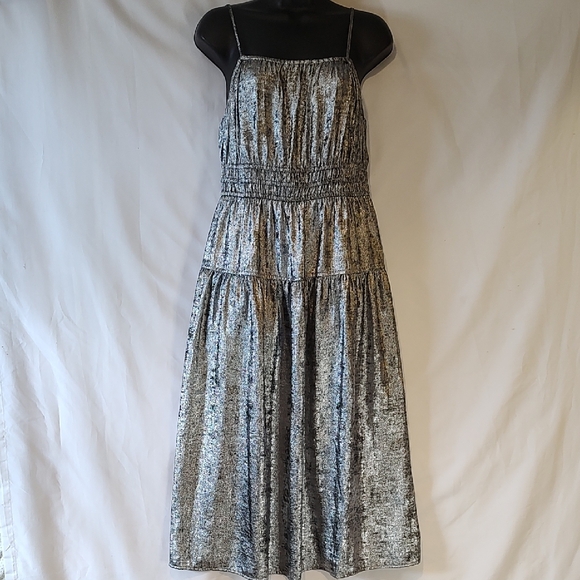 Old Navy Dresses & Skirts - Old Navy Silver Metallic Tiered Midi Dress